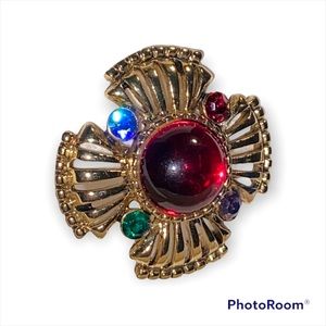 Vintage Cabochon Rhinestone Brooch/Pin